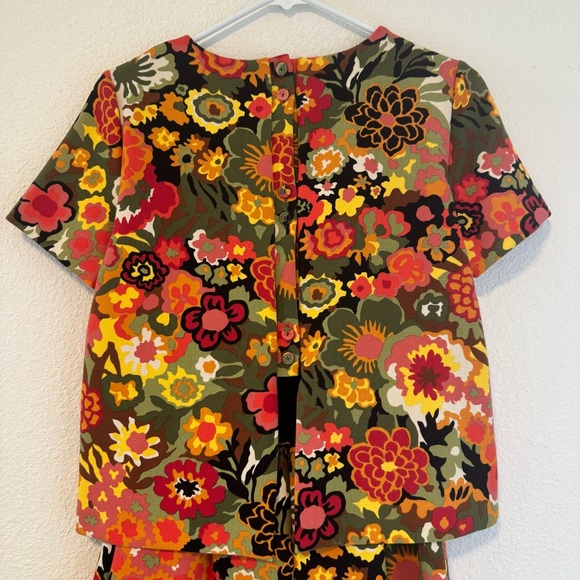 Zara Trafaluc Floral Romper in Green & Orange Small - Picture 7 of 14
